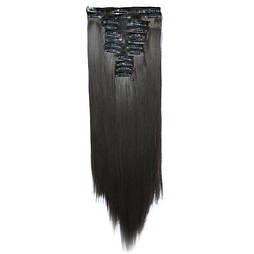 Штучне волосся на шпильках. Колір #04 Темно-коричневий. Набір пасом