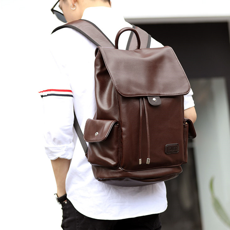 Модный мужской коричневый черный деловой рюкзак ранець портфель сумка 2в1 коричневый - фото 3 - id-p1348499479