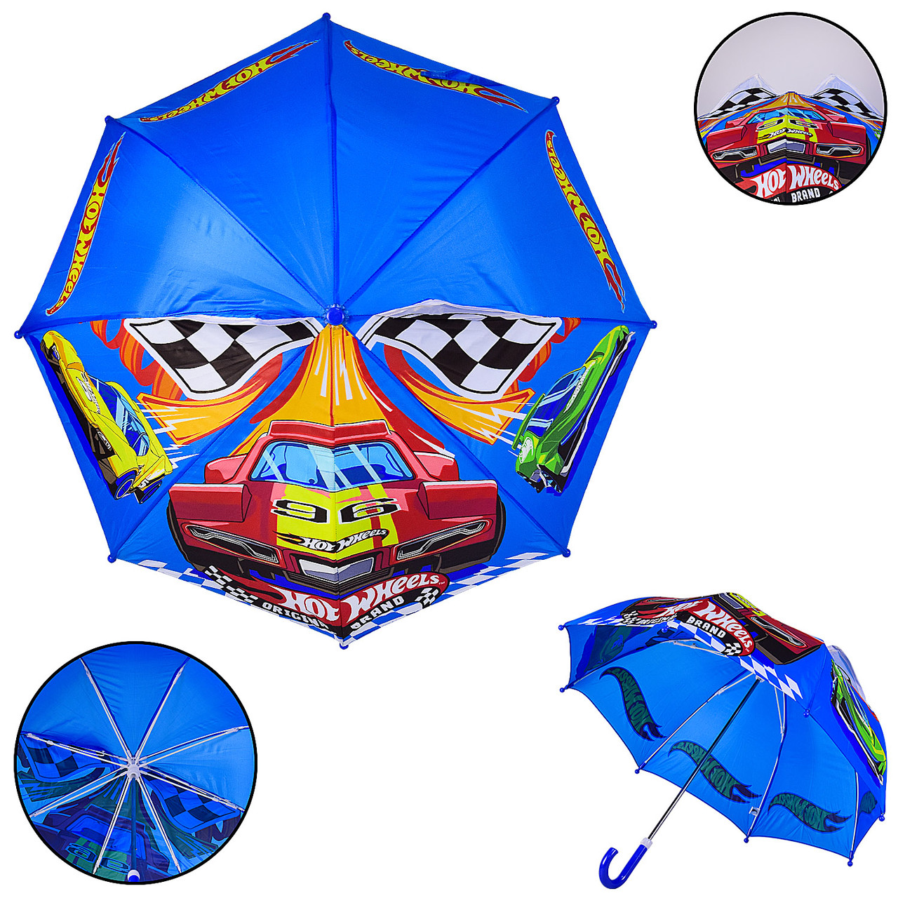 Парасолька дитяча Hot Wheels PL8207. поліестер, р-р тростини — 59 см, діаметр у розкритому вигляді — 70 см., фото 1