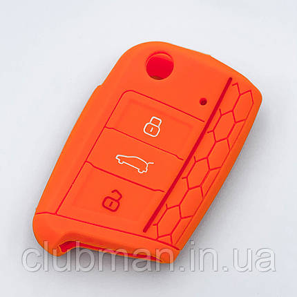 Силіконовий чохол для ключа VW Golf 7, Tiguan 2, SKODA Octavia A7, SEAT Leon - Помаранчевий, фото 1