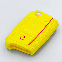 Силіконовий чохол для ключа VW Golf 7, Tiguan 2, Skoda Octavia A7, Seat Leon, жовтий, фото 3