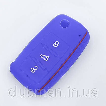 Силіконовий чохол для ключа VW Golf 4 5 6 7 Bora Jetta POLO MK4 MK6 Bora Passat B5 B6 синій, фото 2