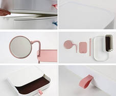 Косметик бокс Cosmetic rack with mirror White | Органайзер для косметики, фото 3