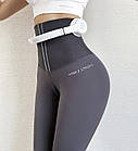 Чорні жіночі спортивні лосіни високий утягуючий пояс на крючках для фітнесу Легінси для бігу танців Батал, фото 8