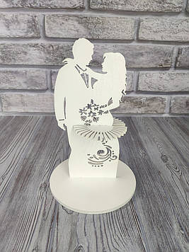 Декоративна дерев'яна серветниця "Весільна пара" біла