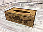 Дерев'яна серветниця з висувним дном та індивідуальним гравіюванням, фото 2