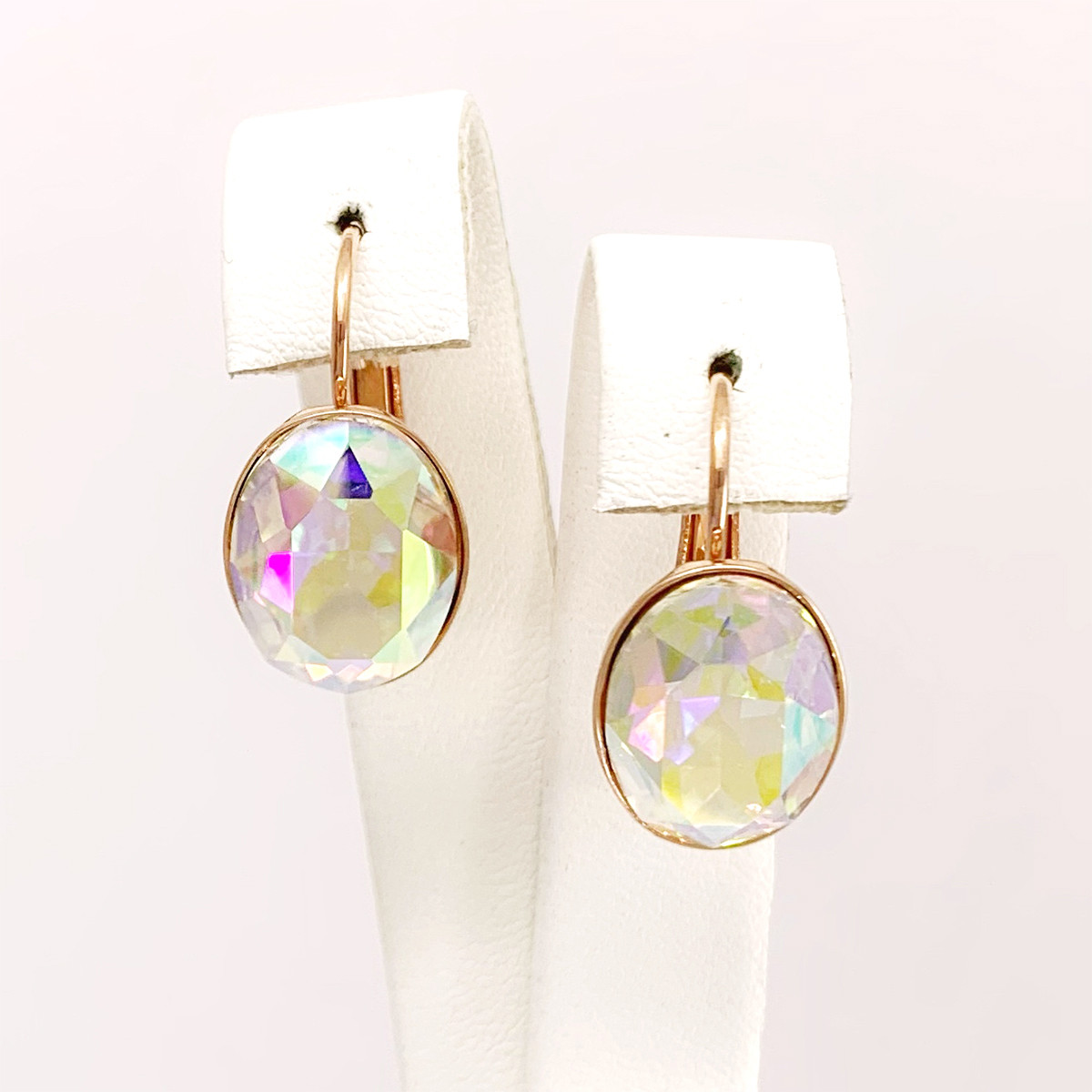 Сережки SONATA з медичного золота, кристали Swarovski кольори "Хамелеон", позолота PO, 25212