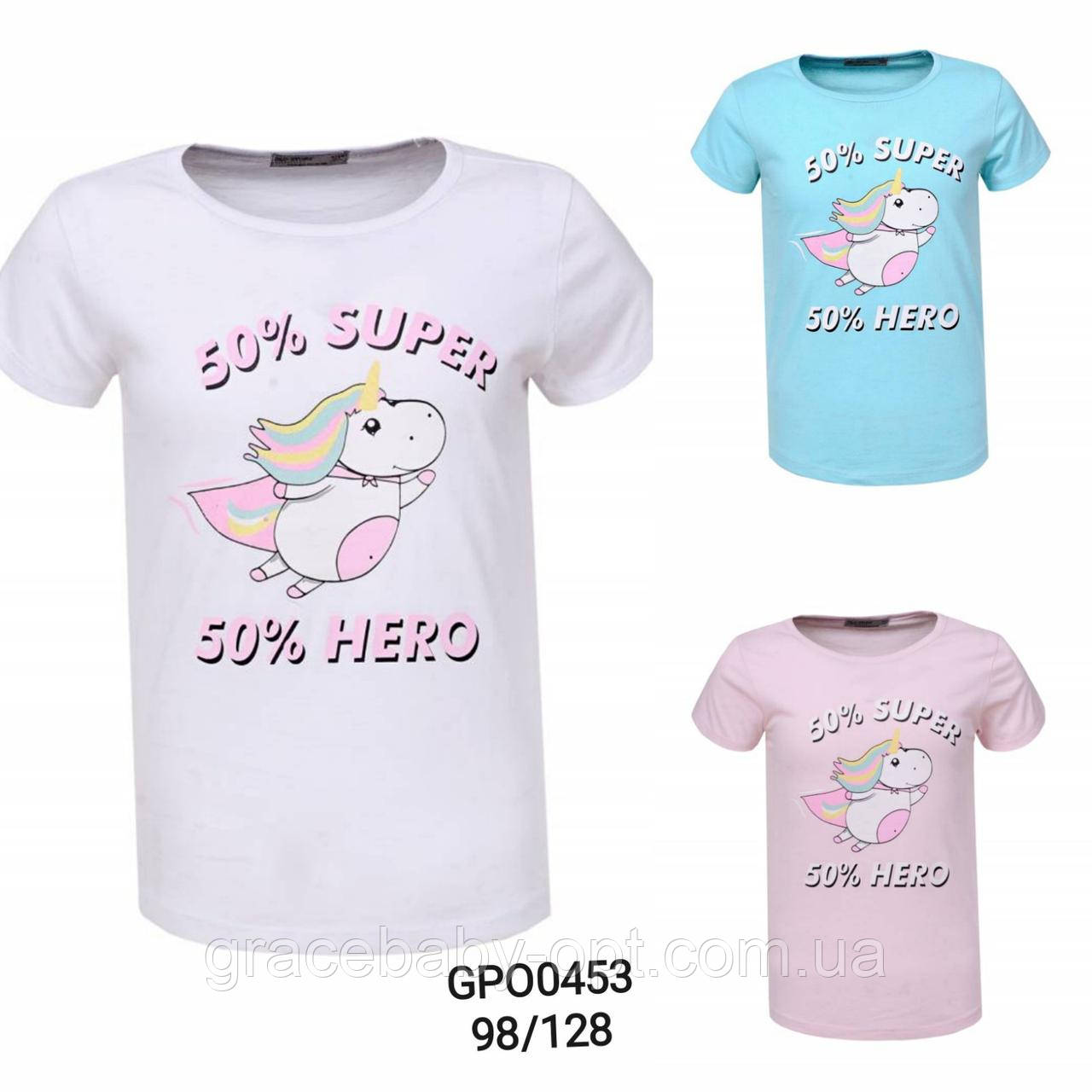 Футболка для дівчаток оптом, Glo-story, 98-128 см, № GPO-0453