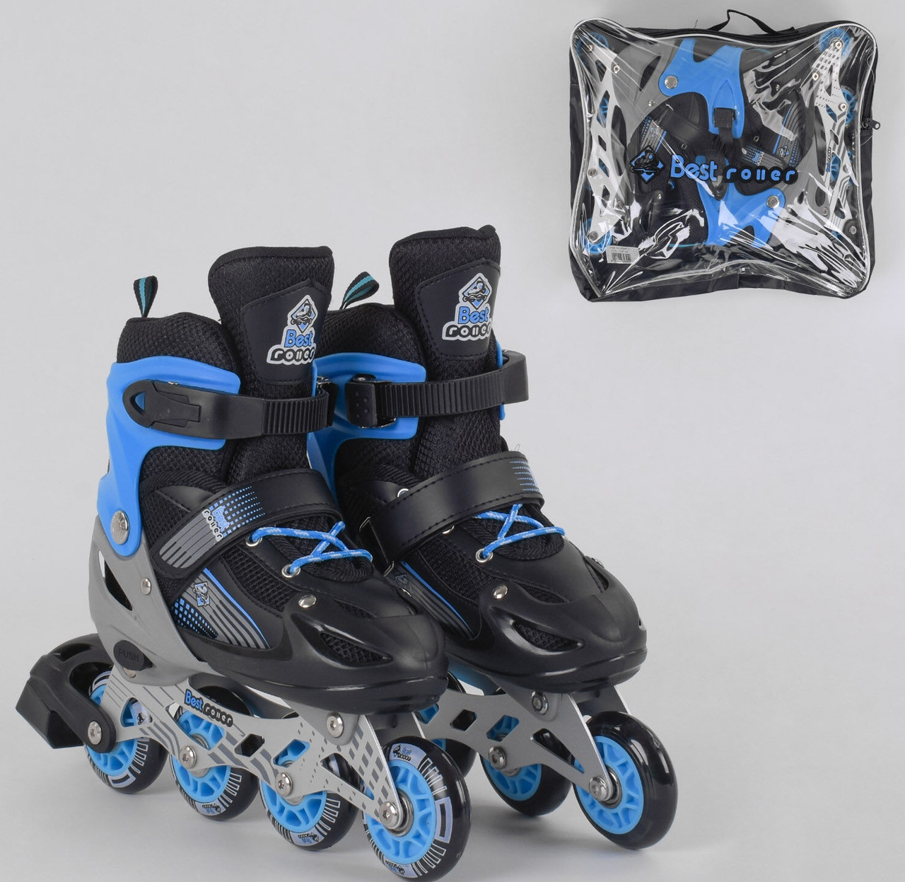 Дитячі ролики 50077-М Best Roller р.34-37, колеса PVC, світло переднього колеса, d коліщатка — 7 см роликові ковзани