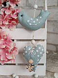 Підвіски подвійні "Пташка з сердечком", ручна робота, фото 3
