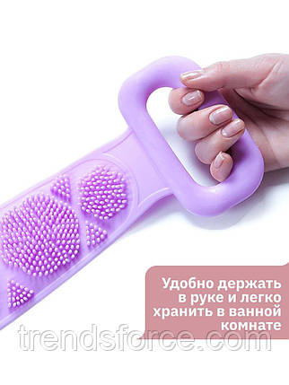 Двостороння силіконова мочалка-масажер для тіла Silica Gel Bath Brush Фіолетова 184704, фото 2
