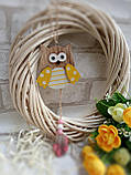 Підвіска великодня "Сова" сова 8х8 см, підвіс 29 см, дерево, фото 3