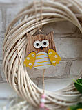 Підвіска великодня "Сова" сова 8х8 см, підвіс 29 см, дерево, фото 5