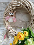 Підвіска пасхальна "Сова", 8х8см, підвіс 29см, дерево, фото 5