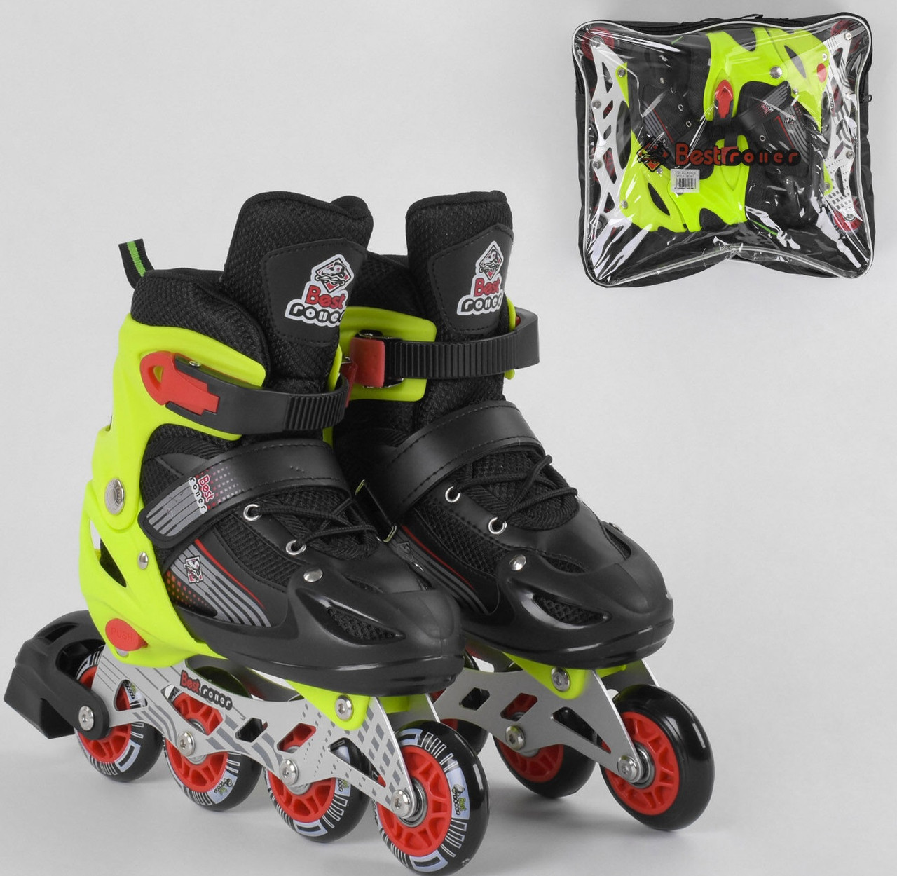 Дитячі ролики 50034-S Best Roller р.30-33, колеса PVC, світло переднього колеса, d коліс 6,5 см роликові ковзани, фото 1