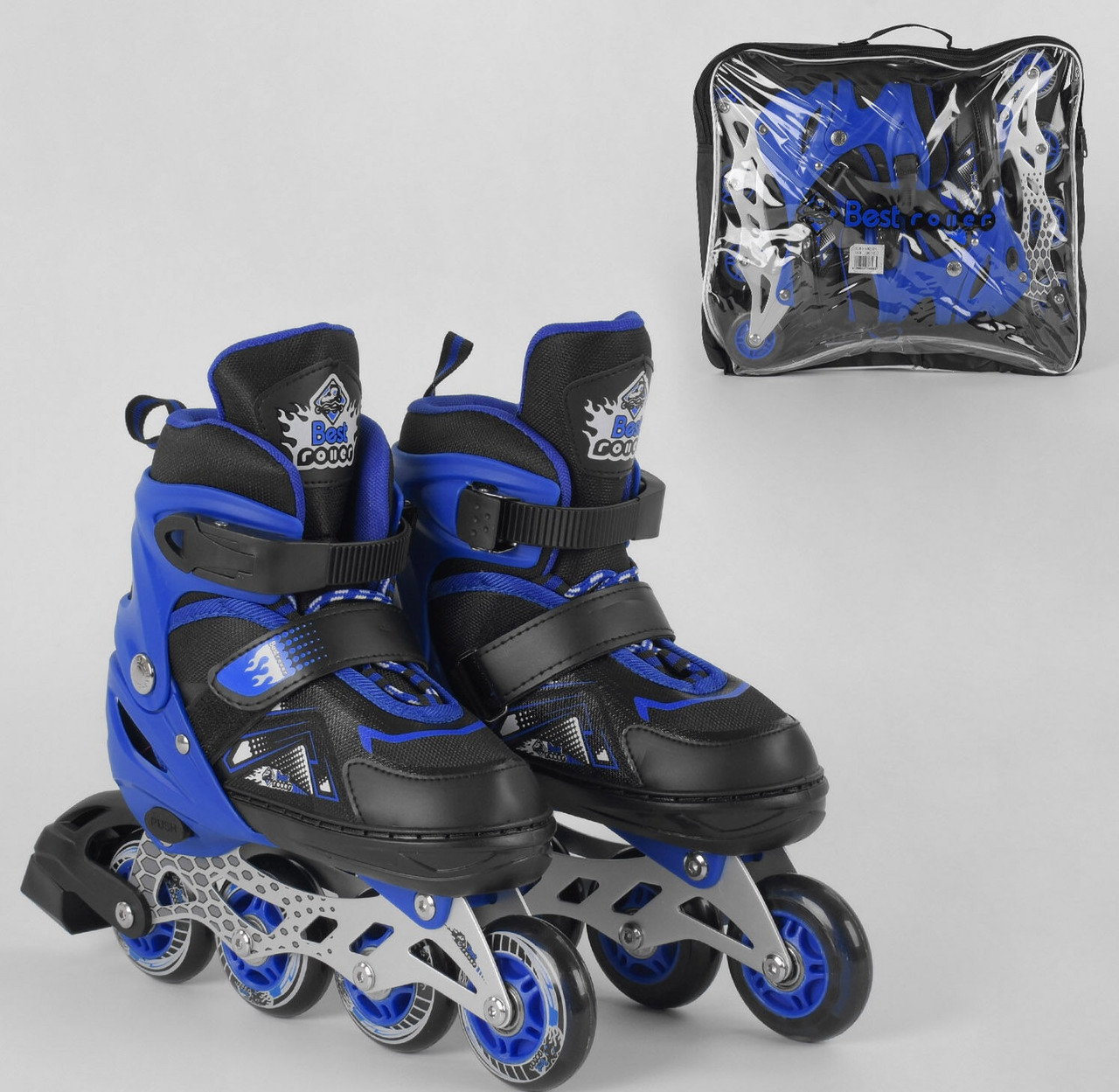 Дитячі ролики 9566-S Best Roller р.30-33, колеса PU, світло переднього колеса, d коліс 6,5 см роликові ковзани, фото 1