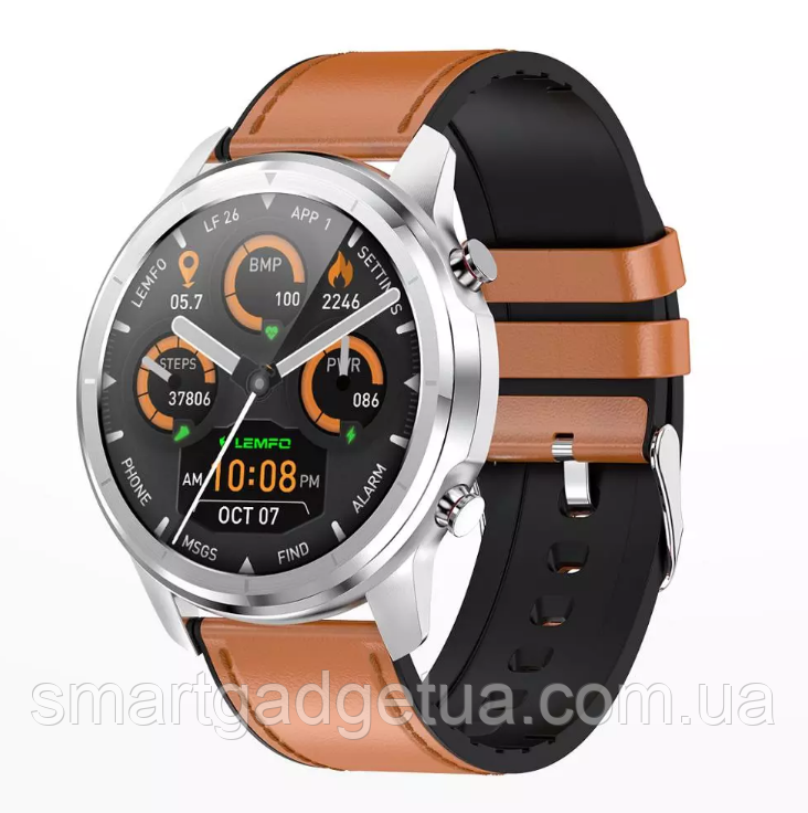 Розумний смарт годинник Smart Watch Lemfo LF26 Silver Brown. З Тонометром Пульоксиметром Android 4.4 iOS 8
