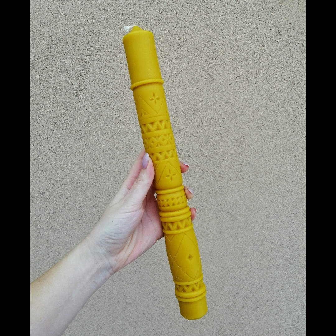 Воскова свічка з орнаментом велика, фото 1