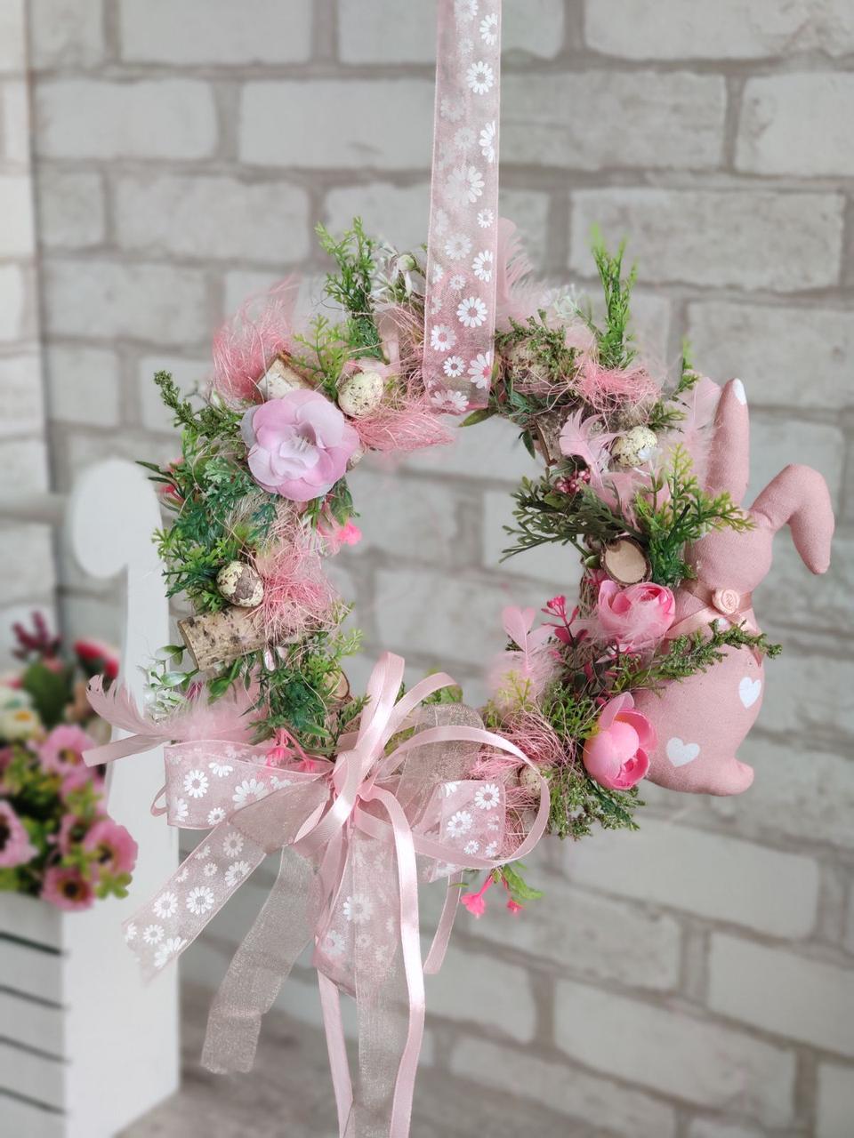 Віночок великодній з кроликом,Д - 27 см,, фото 1