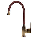 Змішувач для кухні DOMINO MALIBU DMM-203 LR-Bronze-Brown бронза коричневий гнучкий, фото 5
