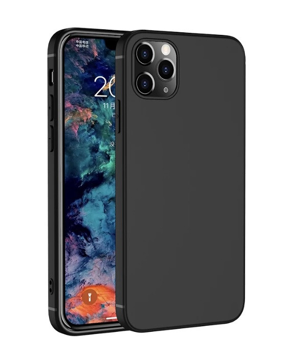 Тонкий матовий чохол для iPhone 12 чорний силіконовий