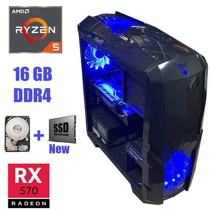 Tower New / New AMD Ryzen 5-1500X New (4(8) ядра по 3.5 - 3.7 GHz) / New 16 GB DDR4 / New 120 GB SSD+500 GB, фото 1