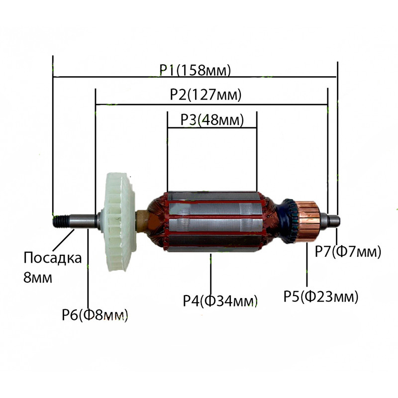 Якір на болгарку Black and decker CD115, Black & Decker CD110 (158×34)