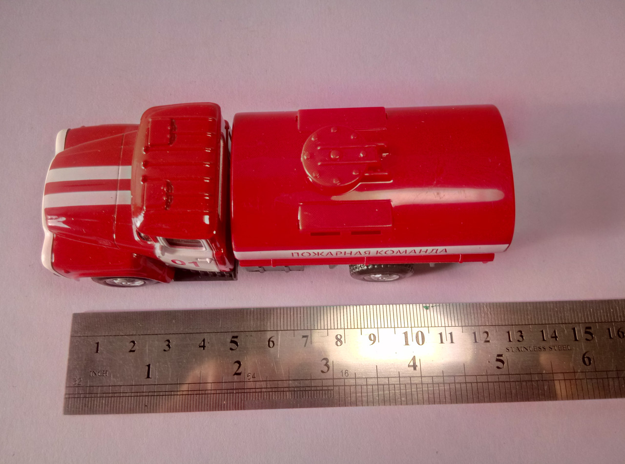 Игрушка пожарная цистерна ЗиЛ 130 с металлической кабиной инерционный - фото 7 - id-p1348730836