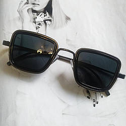 Сонцезахисні стильні окуляри в металевій оправі Чорні