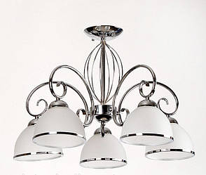 Люстра стельова 5 лампова, колір підстави хром для спальні, кухні, вітальні SH-4573/5CR