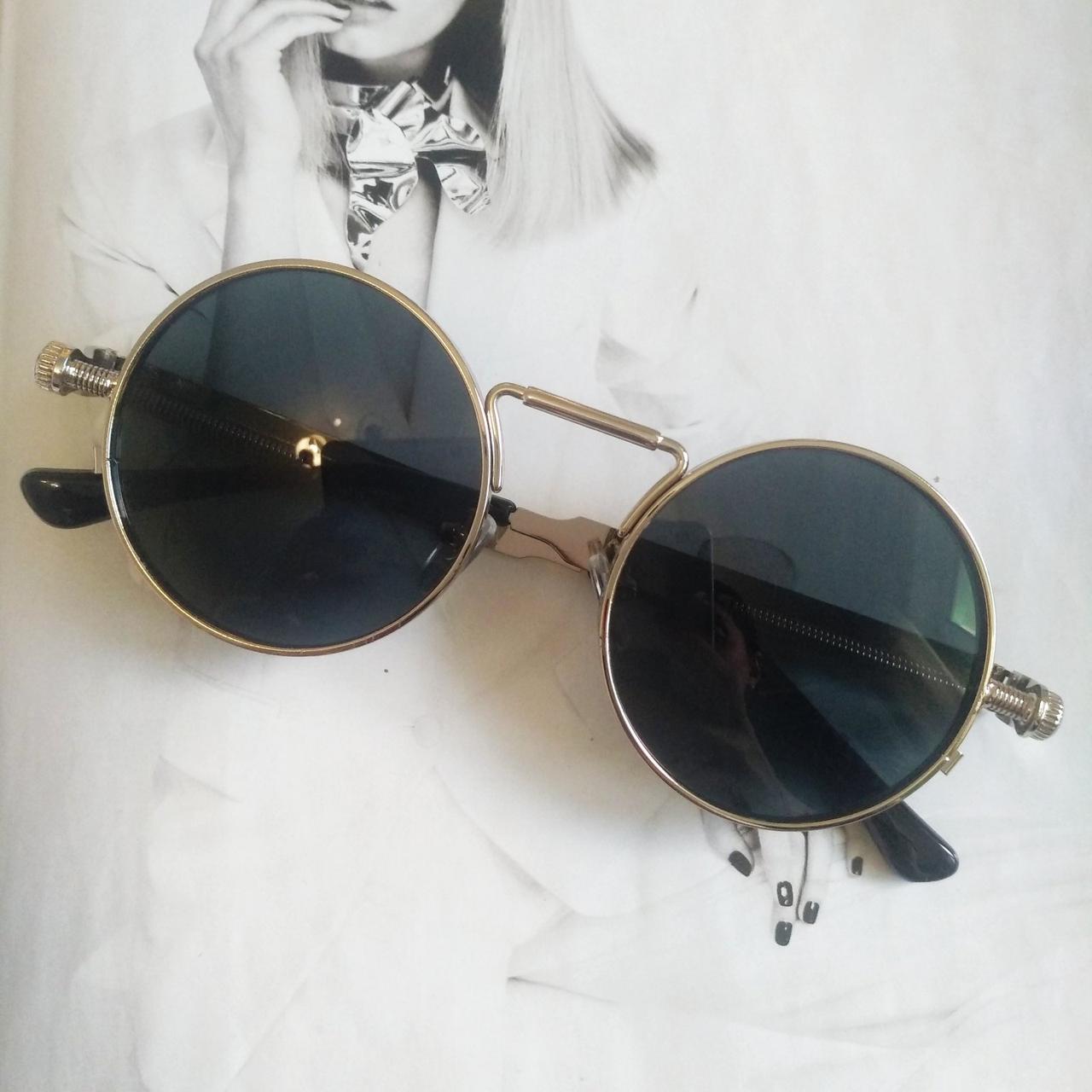 Круглі окуляри Гогли з пружинами Чорний в сріблі