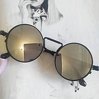 Круглые очки гоглы с пружинами Серебро в черном