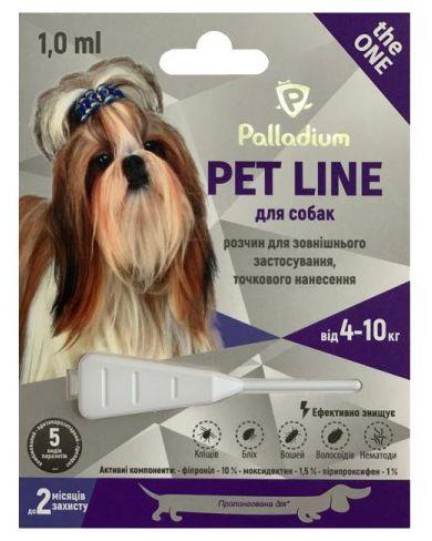 Пет Лайн Pet Line the one Palladium краплі від бліх, кліщів і глистів для собак вагою від 4 до 10 кг, 1 піпетка, фото 1