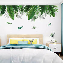 Вінілові наклейки на стіну, на вітрину, шафи "Великі зелені листя, папороть" 70см*150см (лист 60*90см), фото 2