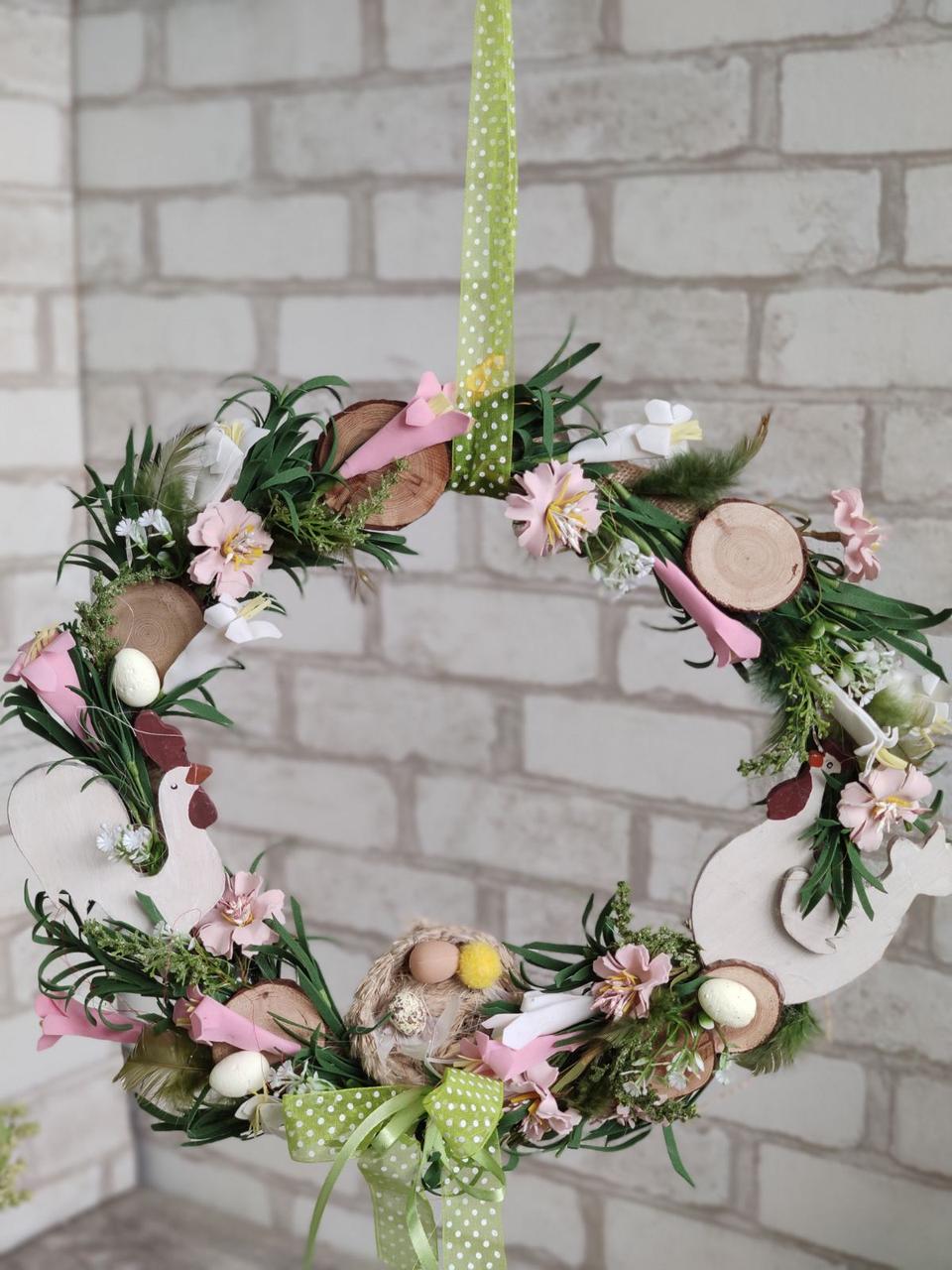 Великодній вінок з сімейкою, Д 35-38 см, фото 1