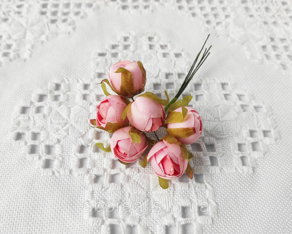 Півонії міні тканинні Ø 20 мм 6 шт, фото 1