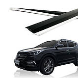 Вітровики з хром смугою, дефлектори вікон Hyundai Santa Fe 2012-2017 (D954) Auto Clover, фото 10