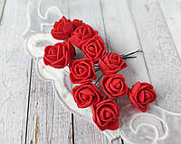 Декоративные розы из фоамирана красные. 12 шт
