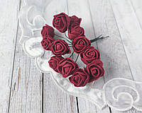 Декоративные розы из фоамирана бордовые. 12 шт