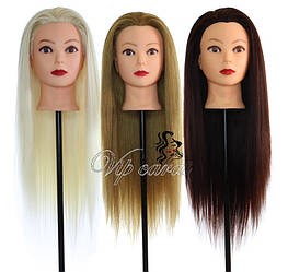 Навчальна голова манекен для зачісок з натуральними волоссям / лялька для перукаря / манекен для зачісок