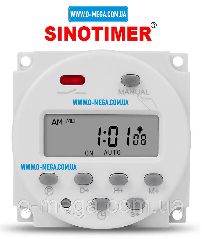 Таймер тижневий CN101S-2 SINOTIMER 16A програмований з функцією зворотного відліку