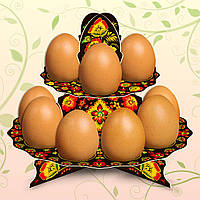 Декоративная подставка для яиц №12 "Хохлома" (12 яиц) низкая (1 шт)
