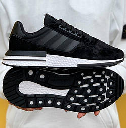 Чоловічі кросівки Adidas ZX 500 RM чорні з білим 41-44рр (топ ААА+)