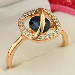 Каблучка Xuping з кристалами Swarovski 83221 розмір 17 ширина 11 мм вага 2.0 р фіаніти колір джинсовий синій