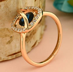 Каблучка Xuping з кристалами Swarovski 83221 розмір 18 ширина 11 мм вага 2.0 р фіаніти колір джинсовий синій