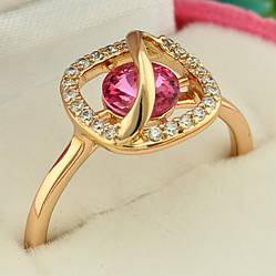 Каблучка Xuping з кристалами Swarovski 83221 розмір 18 ширина 11 мм вага 2.0 р фіаніти колір рожевий позолота