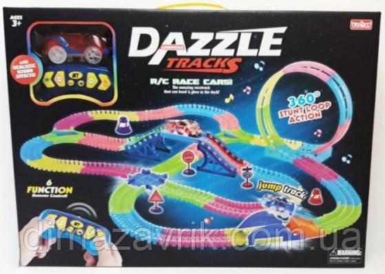 Дитячий Перегоновий трек 134 Dazzle Tracks 326 деталей, світло, звук, пульт, 655 см, фото 1