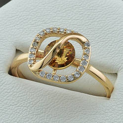 Каблучка Xuping з кристалами Swarovski 83230 розмір 18 ширина 12 мм вага 2.5 г колір шампань позолота 18К