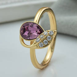 Каблучка Xuping з кристалами Swarovski 83231 розмір 17 ширина 15 мм вага 2.6 г колір аметистовий позолота 18К