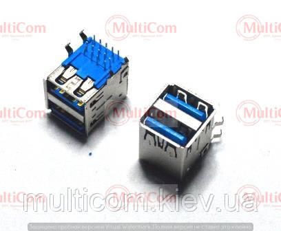 01-08-044. Гніздо USB 3.0 тип А, подвійне, монтажне, 90°